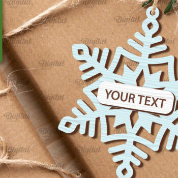 Intra απο ξύλο plywood 3mm-4mm πάχος –  κοπής με λέιζερ ετικέτας δώρου νιφάδα χιονιού Δίασταση  20x20 cm INTRAFABR-101680931 - Image 1