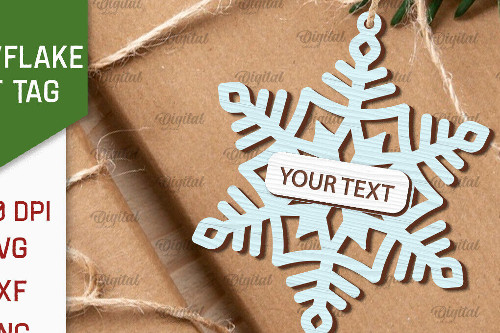 Intra απο ξύλο plywood 3mm-4mm πάχος –  κοπής με λέιζερ ετικέτας δώρου νιφάδα χιονιού Δίασταση  20x20 cm INTRAFABR-101680931