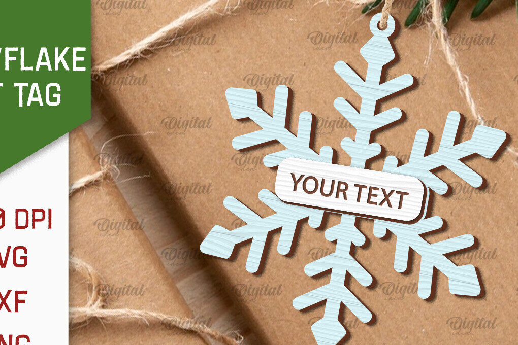 Intra απο ξύλο plywood 3mm-4mm πάχος –  κοπής με λέιζερ ετικέτας δώρου νιφάδα χιονιού Δίασταση  20x20 cm INTRAFABR-101681387