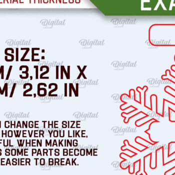 Intra απο ξύλο plywood 3mm-4mm πάχος –  κοπής με λέιζερ ετικέτας δώρου νιφάδα χιονιού Δίασταση  20x20 cm INTRAFABR-101680545 - Image 2