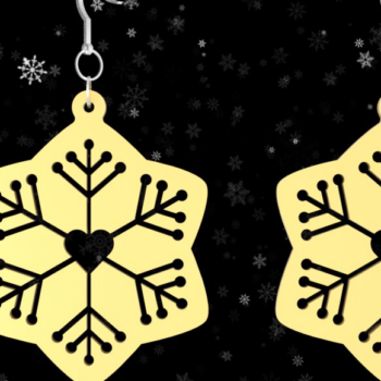 Intra απο ξύλο plywood 3mm-4mm πάχος – Σκουλαρίκια Καρδιά Χιονιού| Δίασταση  5x5 cm INTRAFABR-85260353 - Image 1