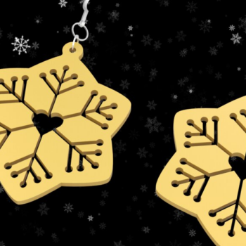 Intra απο ξύλο plywood 3mm-4mm πάχος – Σκουλαρίκια Καρδιά Χιονιού| Δίασταση  5x5 cm INTRAFABR-85260353 - Image 2