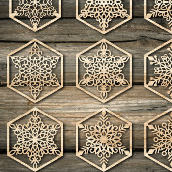 Intra απο ξύλο plywood 3mm-4mm πάχος – Snowflake Hexagonal Coaster Δίασταση 20x20 cm INTRAFABR-50126321 - Image 1
