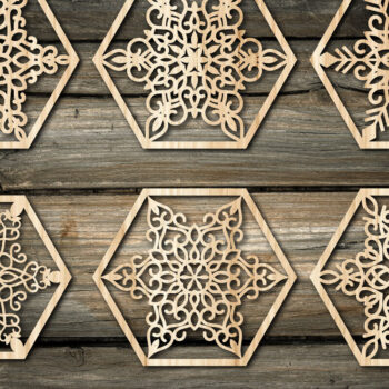 Intra απο ξύλο plywood 3mm-4mm πάχος – Snowflake Hexagonal Coaster Δίασταση 20x20 cm INTRAFABR-50126321 - Image 2
