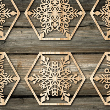 Intra απο ξύλο plywood 3mm-4mm πάχος – Snowflake Hexagonal Coaster Δίασταση 20x20 cm INTRAFABR-50126321 - Image 3