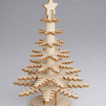Intra απο ξύλο plywood 3mm-4mm πάχος – Λέιζερ νιφάδων χιονιού. τρισδιάστατο χριστουγεννιάτικο πεύκο Δίασταση  20x20 cm INTRAFABR-81907197 - Image 1