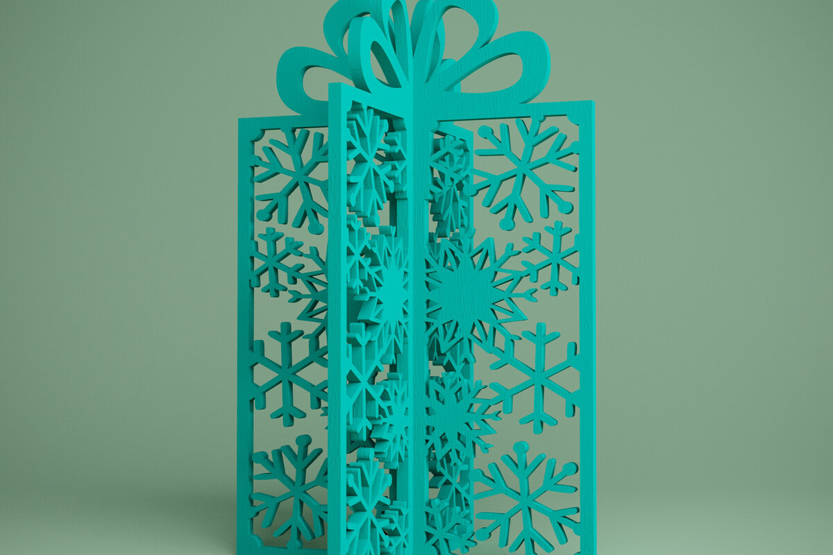 Intra απο ξύλο plywood 3mm-4mm πάχος – Κοπή λέιζερ με νιφάδα χιονιού. 3D μόνιμο παρόν Δίασταση  20x20 cm INTRAFABR-81905524