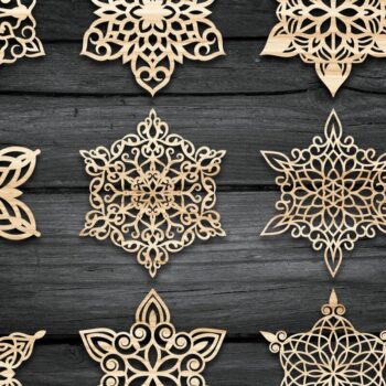 Intra απο ξύλο plywood 3mm-4mm πάχος – Χριστουγεννιάτικο στολίδι κομμένο με λέιζερ νιφάδα χιονιού Δίασταση  20x20 cm INTRAFABR-38900052 - Image 1