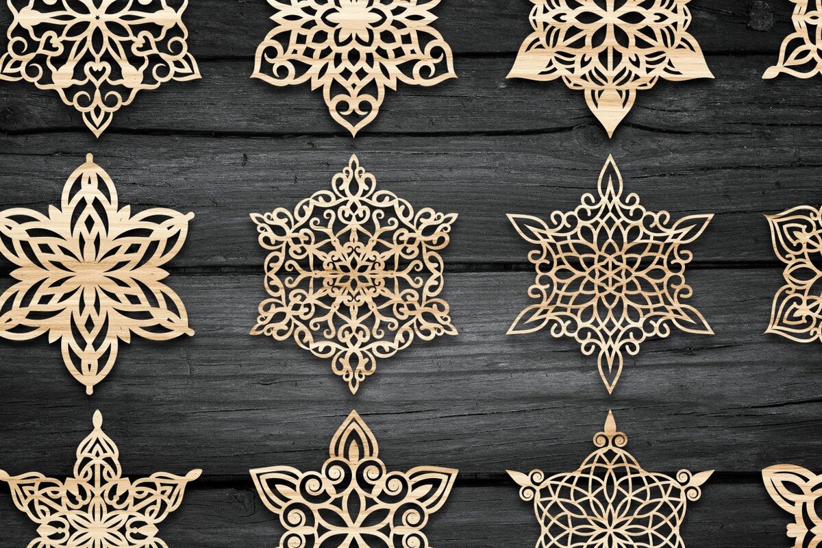 Intra απο ξύλο plywood 3mm-4mm πάχος – Χριστουγεννιάτικο στολίδι κομμένο με λέιζερ νιφάδα χιονιού Δίασταση  20x20 cm INTRAFABR-38900052