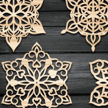 Intra απο ξύλο plywood 3mm-4mm πάχος – Χριστουγεννιάτικο στολίδι κομμένο με λέιζερ νιφάδα χιονιού Δίασταση  20x20 cm INTRAFABR-38900052 - Image 2