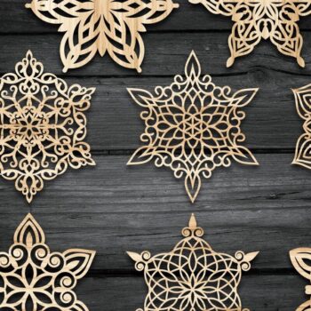 Intra απο ξύλο plywood 3mm-4mm πάχος – Χριστουγεννιάτικο στολίδι κομμένο με λέιζερ νιφάδα χιονιού Δίασταση  20x20 cm INTRAFABR-38900052 - Image 3