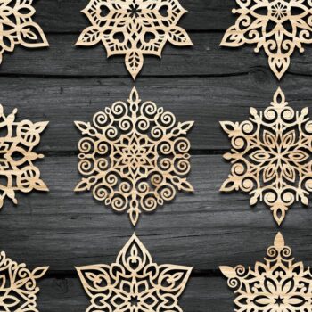 Intra απο ξύλο plywood 3mm-4mm πάχος – Χριστουγεννιάτικο στολίδι κομμένο με λέιζερ νιφάδα χιονιού Δίασταση  20x20 cm INTRAFABR-38405776 - Image 1