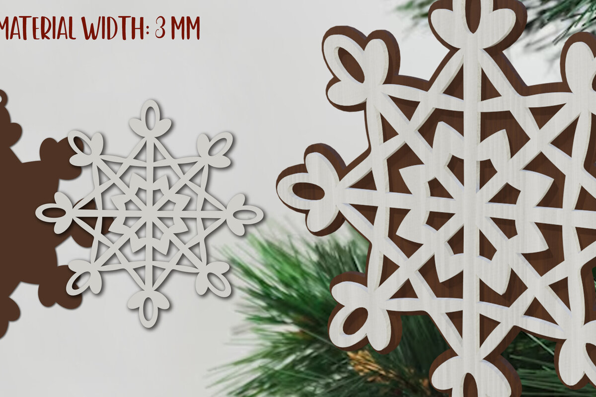 Intra απο ξύλο plywood 3mm-4mm πάχος – Κοπή λέιζερ με νιφάδα χιονιού. Χριστουγεννιάτικα μοτίβα Δίασταση  20x20 cm INTRAFABR-80866880