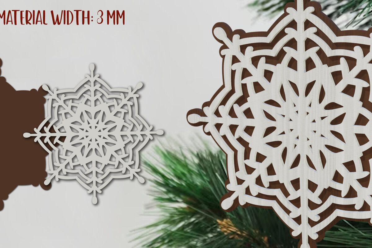 Intra απο ξύλο plywood 3mm-4mm πάχος – Κοπή λέιζερ με νιφάδα χιονιού. Χριστουγεννιάτικα μοτίβα Δίασταση  20x20 cm INTRAFABR-80866911