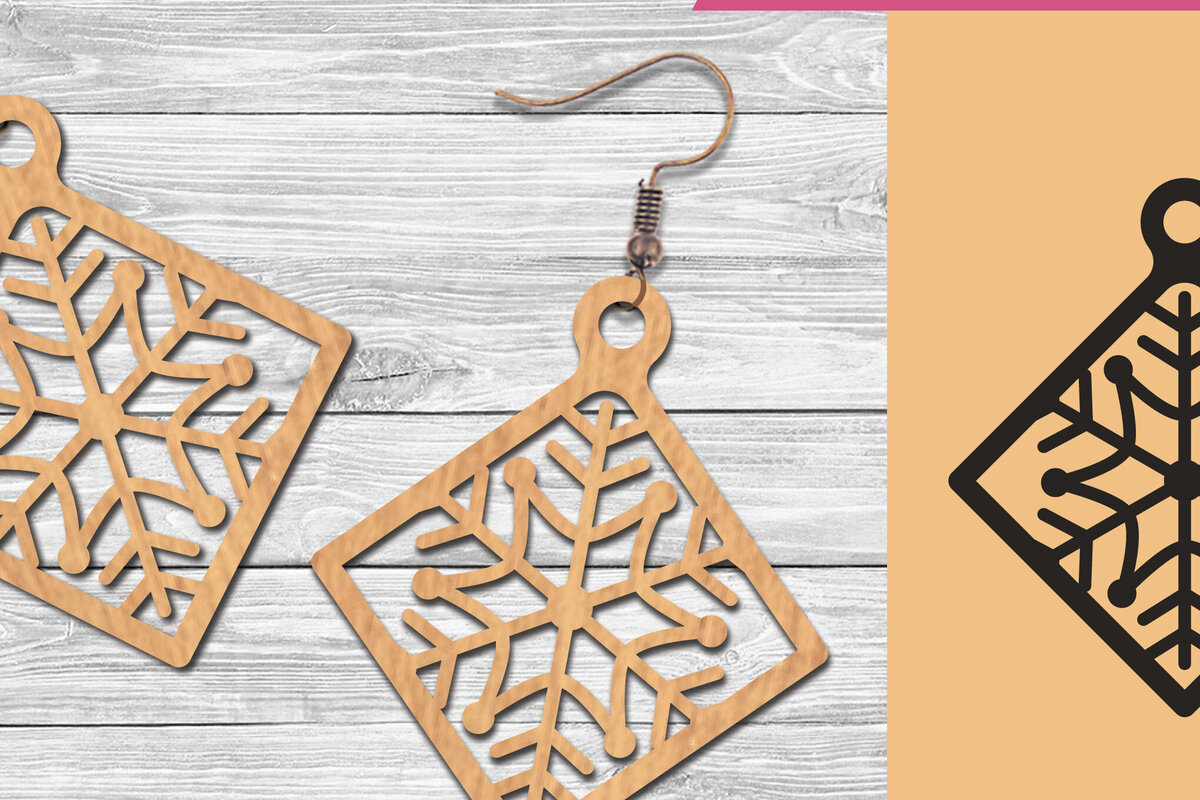 Intra απο ξύλο plywood 3mm-4mm πάχος – Σκουλαρίκια Snowflake 1 Δίασταση  5x5 cm INTRAFABR-105777138