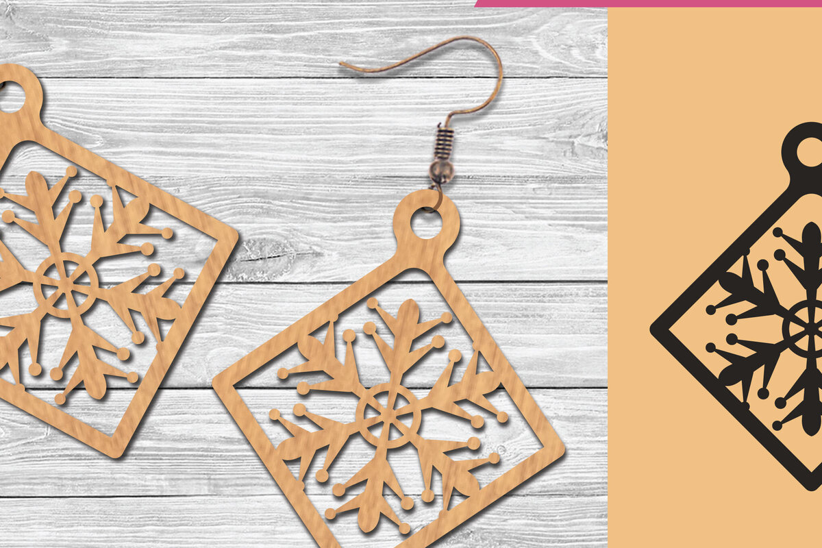 Intra απο ξύλο plywood 3mm-4mm πάχος – Σκουλαρίκια Snowflake 2 Δίασταση  5x5 cm INTRAFABR-105777172