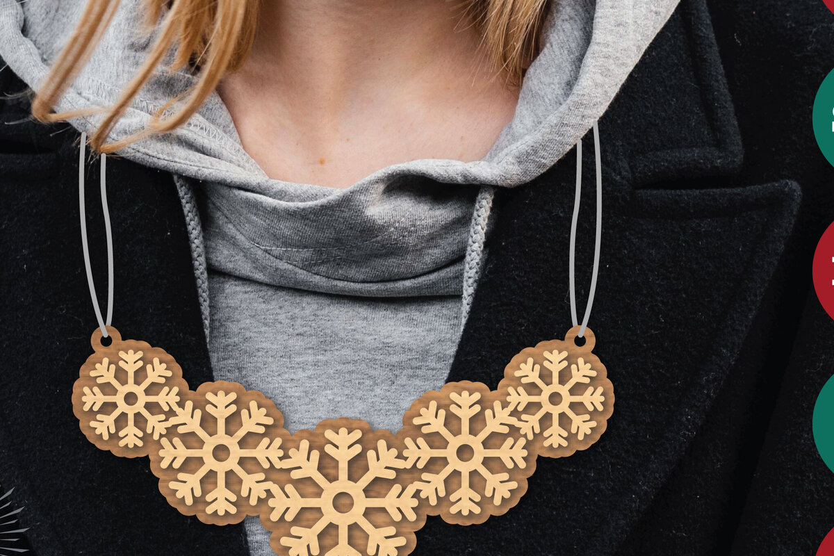 Intra απο ξύλο plywood 3mm-4mm πάχος – Κολιέ Snowflake Δίασταση  20x20 cm INTRAFABR-112131204