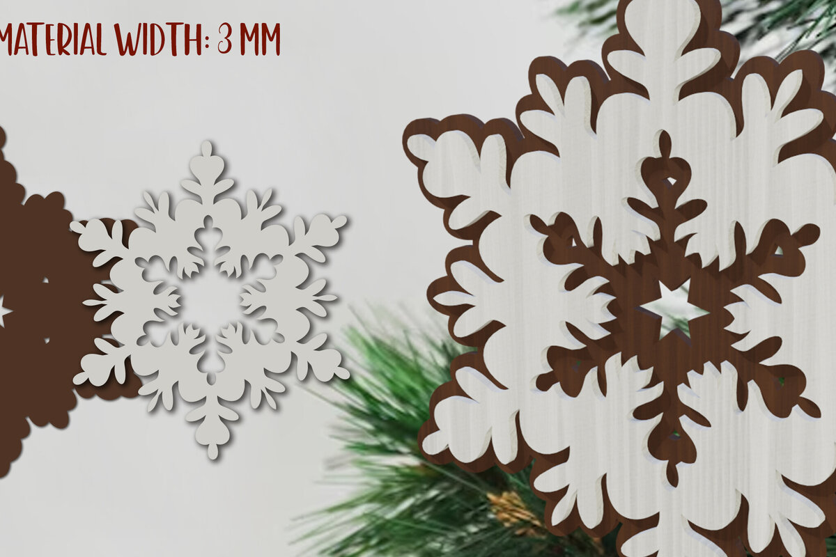 Intra απο ξύλο plywood 3mm-4mm πάχος – Κοπή με λέιζερ με νιφάδα χιονιού Δίασταση  20x20 cm INTRAFABR-80866805