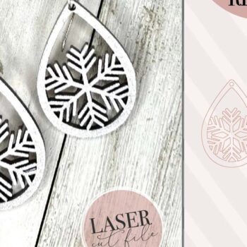 Intra απο ξύλο plywood 3mm-4mm πάχος – Σκουλαρίκια λέιζερ Snowflake Δίασταση 5x5 cm INTRAFABR-74150557 - Image 1