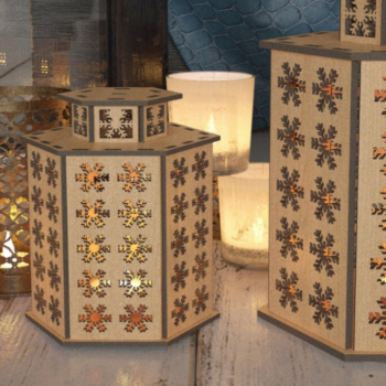 Intra απο ξύλο plywood 3mm-4mm πάχος – Φανάρι λέιζερ Snowflake 025 Δίασταση  20x20 cm INTRAFABR-117602648 - Image 1