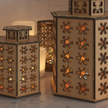 Intra απο ξύλο plywood 3mm-4mm πάχος – Φανάρι λέιζερ Snowflake 025 Δίασταση  20x20 cm INTRAFABR-117602648 - Image 2