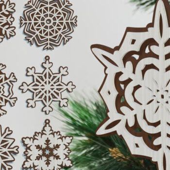 Intra απο ξύλο plywood 3mm-4mm πάχος – Πακέτο Snowflake 3D νιφάδα χιονιού Δίασταση  20x20 cm INTRAFABR-81492596 - Image 1