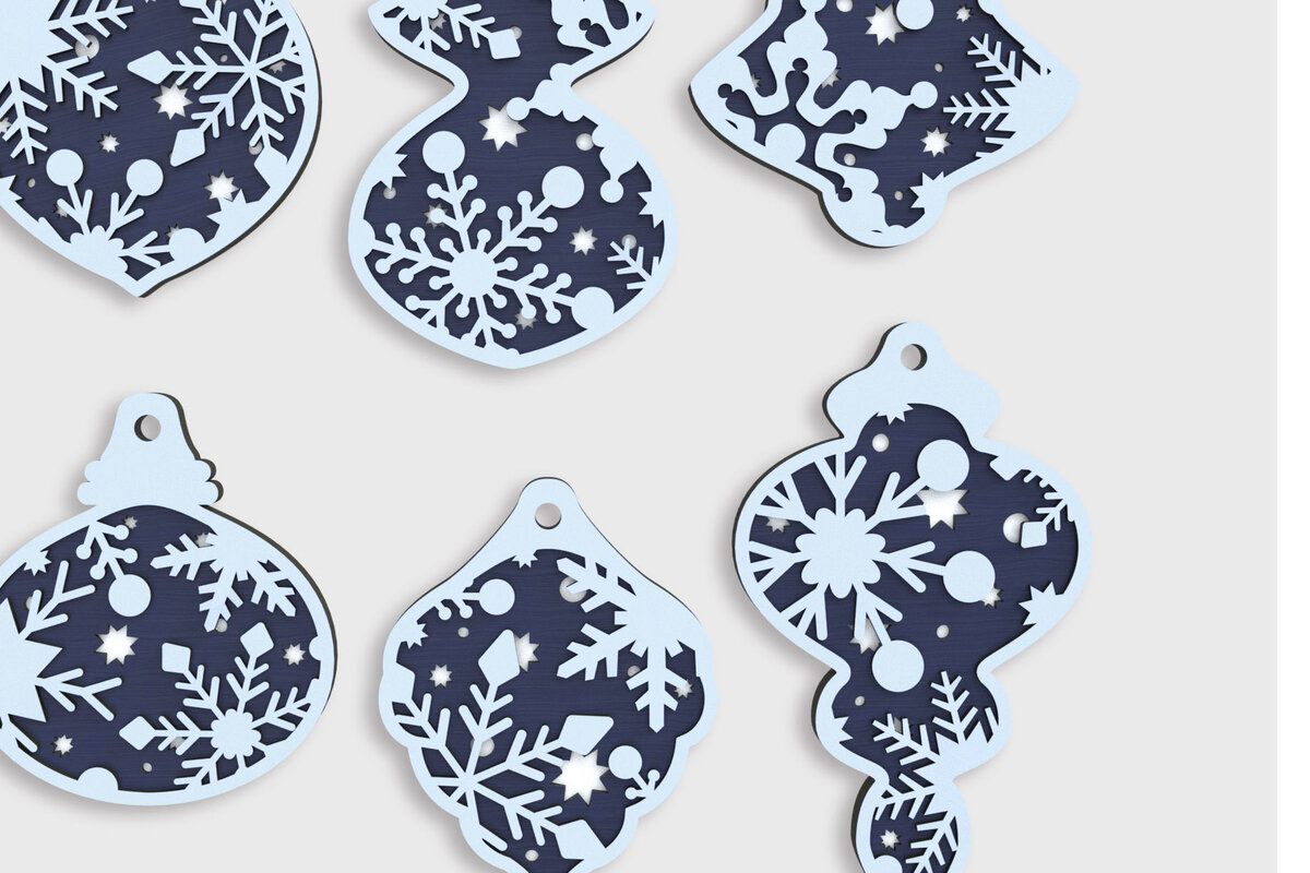 Intra απο ξύλο plywood 3mm-4mm πάχος – Χριστουγεννιάτικα στολίδια με στρώσεις νιφάδας χιονιού Δίασταση  20x20 cm INTRAFABR-50796458