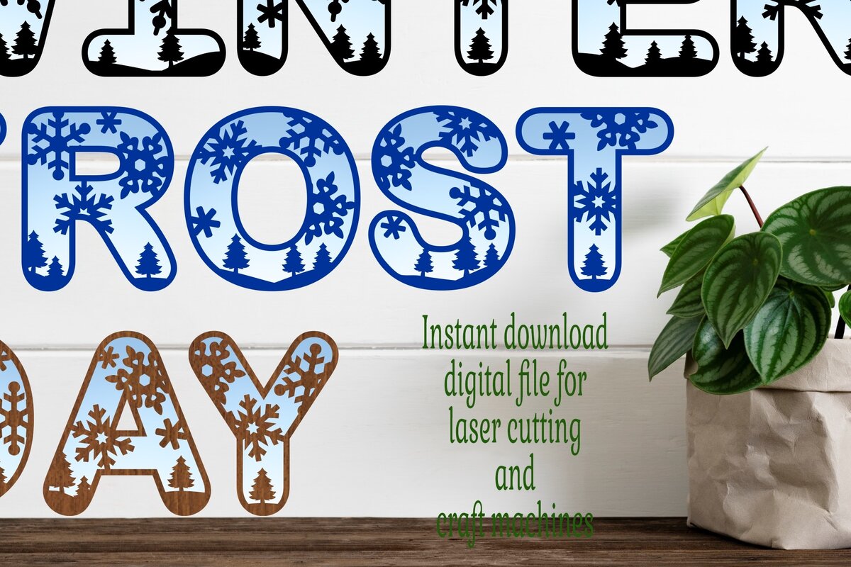 Intra απο ξύλο plywood 3mm-4mm πάχος – Snowflake Letters Alphabet Σετ.34 γράμματα Δίασταση  20x20 cm INTRAFABR-75076553