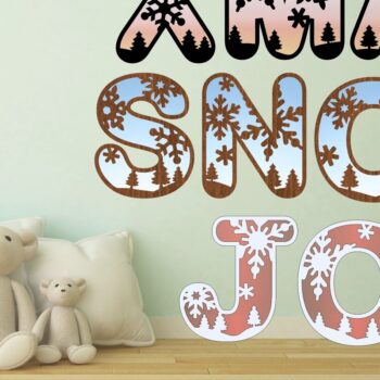 Intra απο ξύλο plywood 3mm-4mm πάχος – Snowflake Letters Alphabet Σετ.34 γράμματα Δίασταση  20x20 cm INTRAFABR-75076553 - Image 2