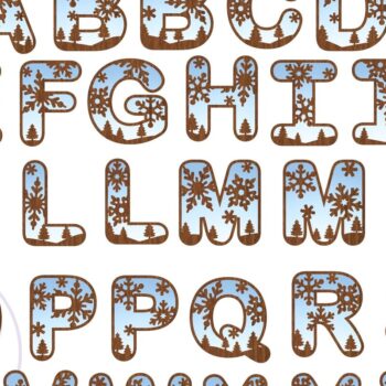 Intra απο ξύλο plywood 3mm-4mm πάχος – Snowflake Letters Alphabet Σετ.34 γράμματα Δίασταση  20x20 cm INTRAFABR-75076553 - Image 4