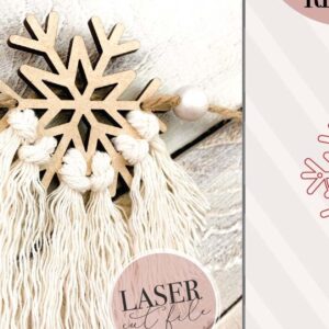 Intra απο ξύλο plywood 3mm-4mm πάχος – Snowflake Macrame Garland Δίασταση  20x20 cm INTRAFABR-72727231