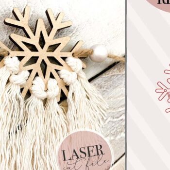 Intra απο ξύλο plywood 3mm-4mm πάχος – Snowflake Macrame Garland Δίασταση  20x20 cm INTRAFABR-72727231 - Image 1