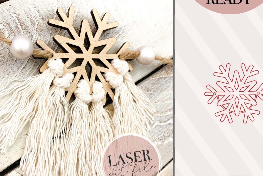 Intra απο ξύλο plywood 3mm-4mm πάχος – Snowflake Macrame Garland Δίασταση  20x20 cm INTRAFABR-72727231