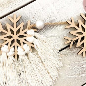 Intra απο ξύλο plywood 3mm-4mm πάχος – Snowflake Macrame Garland Δίασταση  20x20 cm INTRAFABR-72727231 - Image 3