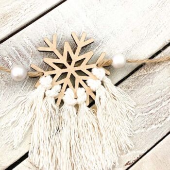 Intra απο ξύλο plywood 3mm-4mm πάχος – Snowflake Macrame Garland Δίασταση  20x20 cm INTRAFABR-72727231 - Image 6