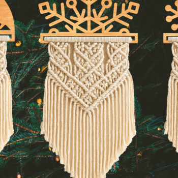 Intra απο ξύλο plywood 3mm-4mm πάχος – Snowflake Holder Macrame Cut Laser Δίασταση  20x20 cm INTRAFABR-122665312 - Image 1
