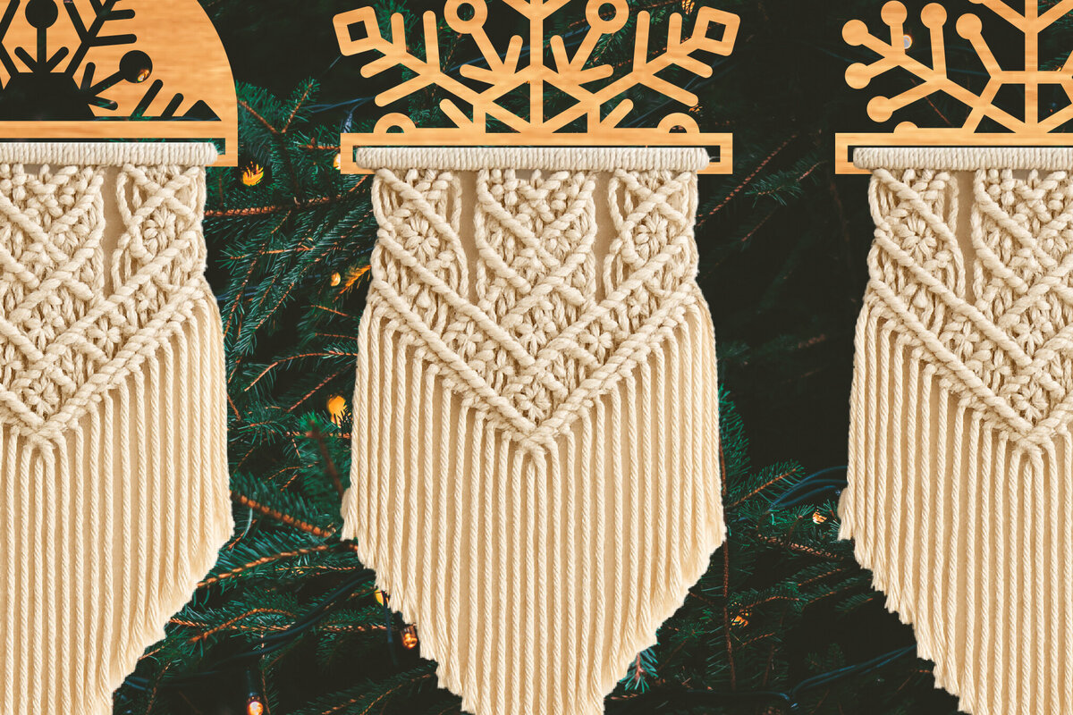 Intra απο ξύλο plywood 3mm-4mm πάχος – Snowflake Holder Macrame Cut Laser Δίασταση  20x20 cm INTRAFABR-122665312