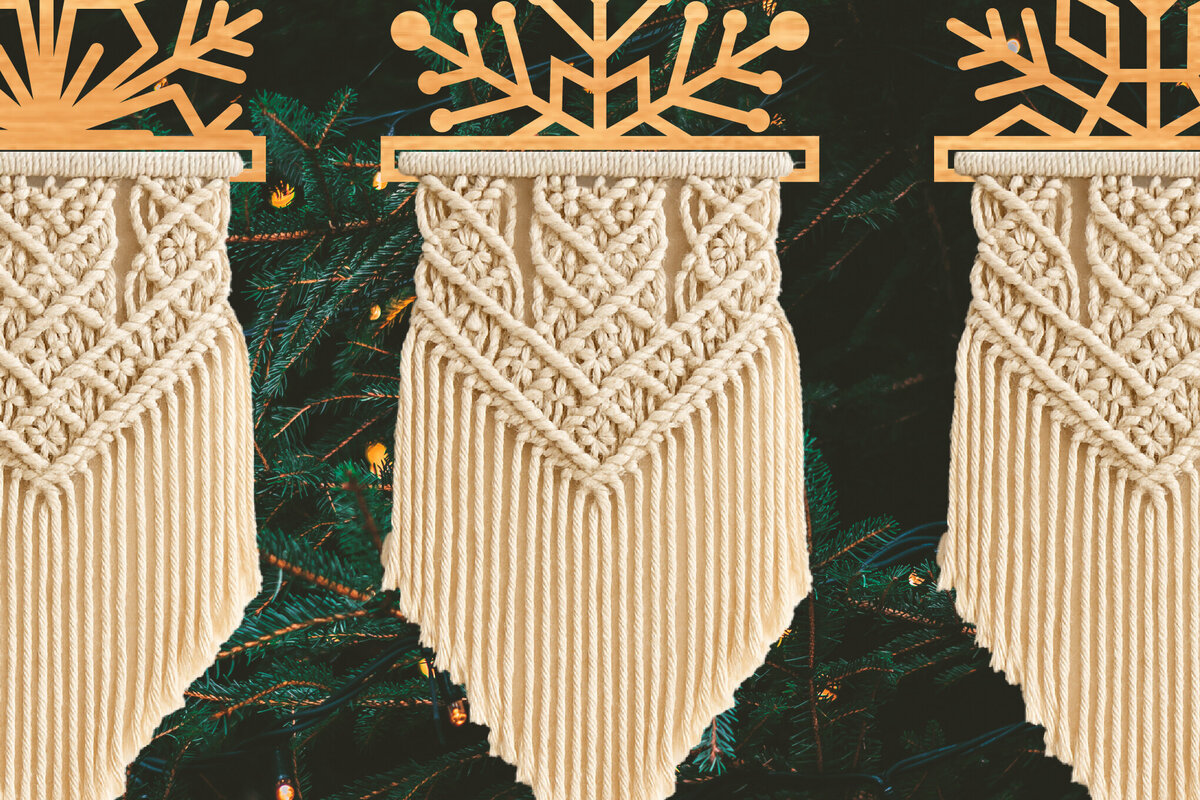 Intra απο ξύλο plywood 3mm-4mm πάχος – Snowflake Holder Macrame Cut Laser Δίασταση  20x20 cm INTRAFABR-122665369 - Image 1