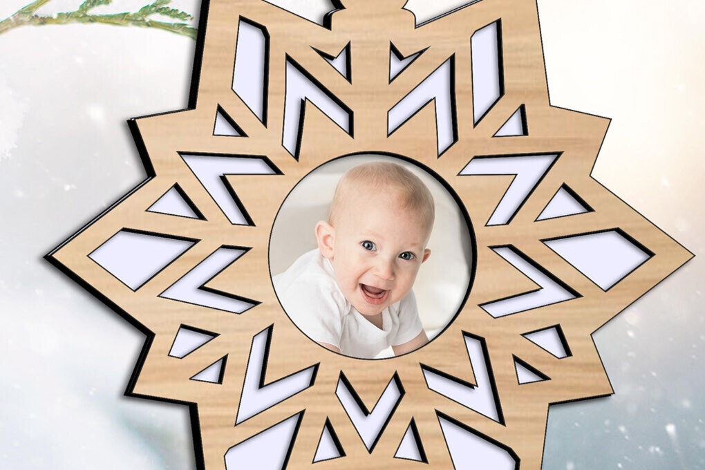 Intra απο ξύλο plywood 3mm-4mm πάχος – Snowflake My First Christmas Tree Laser Δίασταση  20x20 cm INTRAFABR-108118145