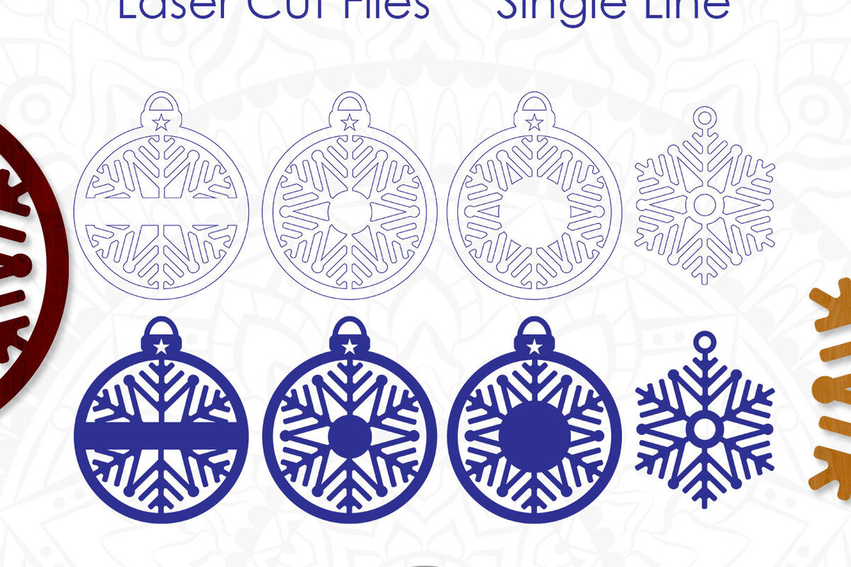 Intra απο ξύλο plywood 3mm-4mm πάχος – Στολίδι με νιφάδα χιονιού,  μονής γραμμής Δίασταση  20x20 cm INTRAFABR-9938924