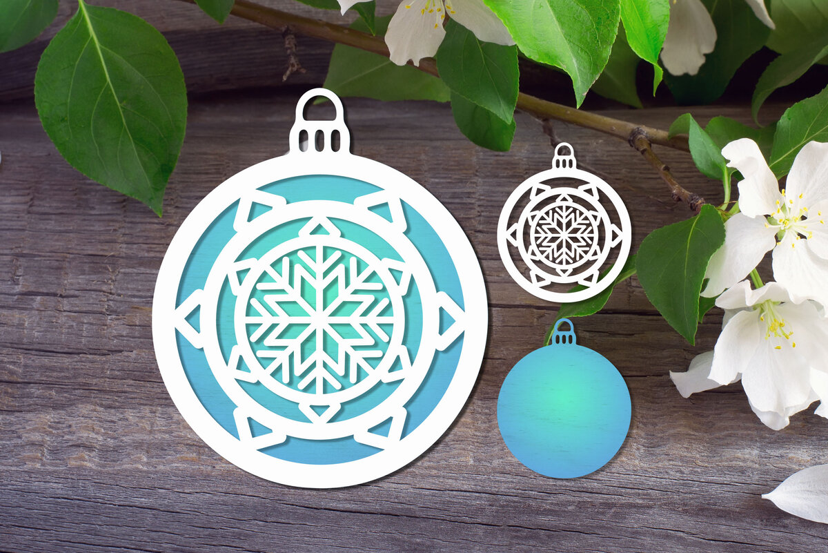 Intra απο ξύλο plywood 3mm-4mm πάχος – Στολίδι με νιφάδα χιονιού V2 Δίασταση  20x20 cm INTRAFABR-111641978