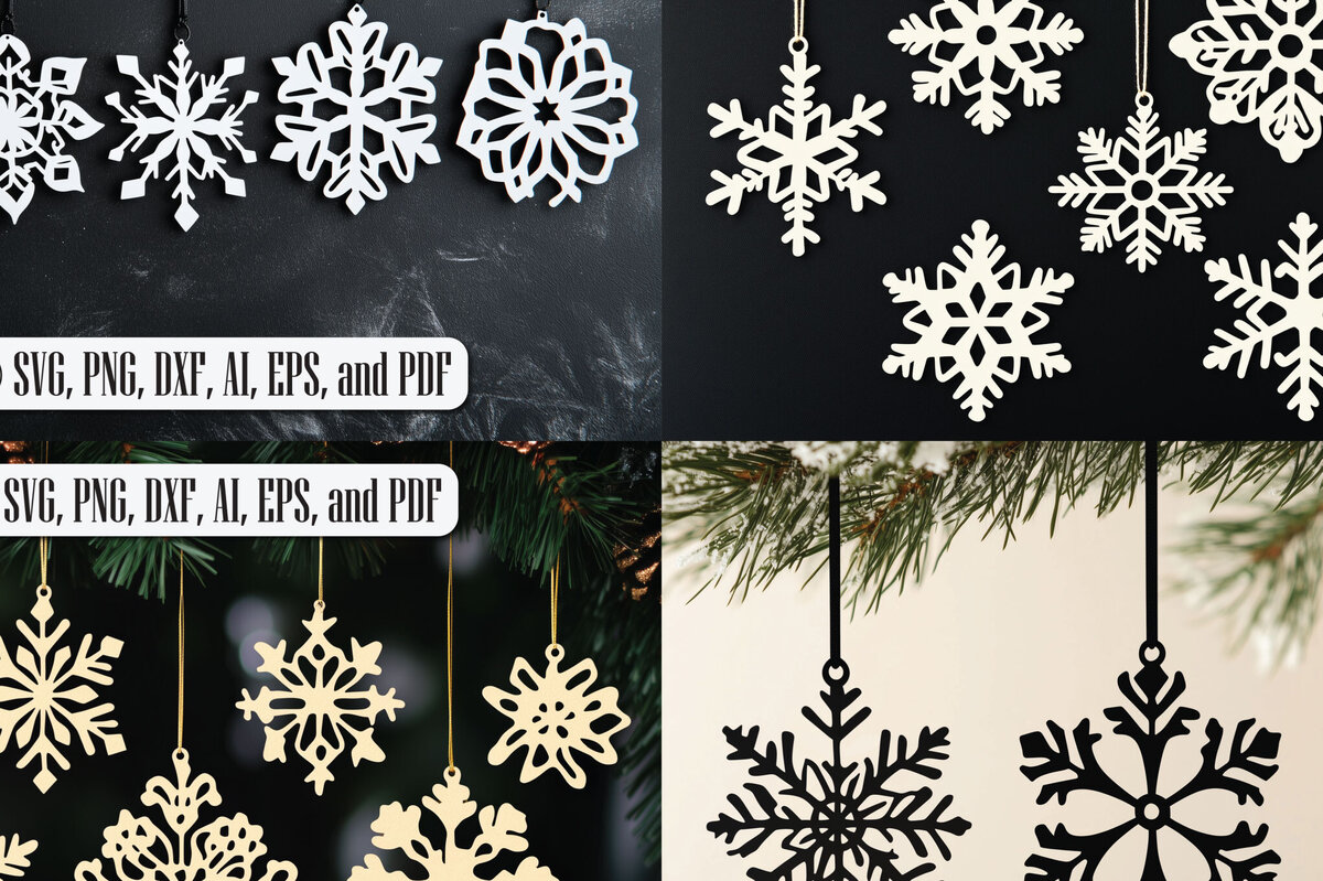 Intra απο ξύλο plywood 3mm-4mm πάχος – Σετ στολίδια με νιφάδα χιονιού Πακέτο Δίασταση  20x20 cm INTRAFABR-105433123