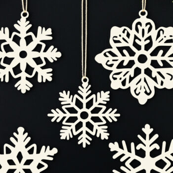 Intra απο ξύλο plywood 3mm-4mm πάχος – Snowflake Ornaments Set Δίασταση  20x20 cm INTRAFABR-105397072 - Image 1