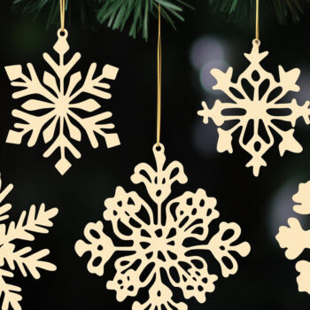 Intra απο ξύλο plywood 3mm-4mm πάχος – Snowflake Ornaments Set Δίασταση  20x20 cm INTRAFABR-105432795 - Image 1