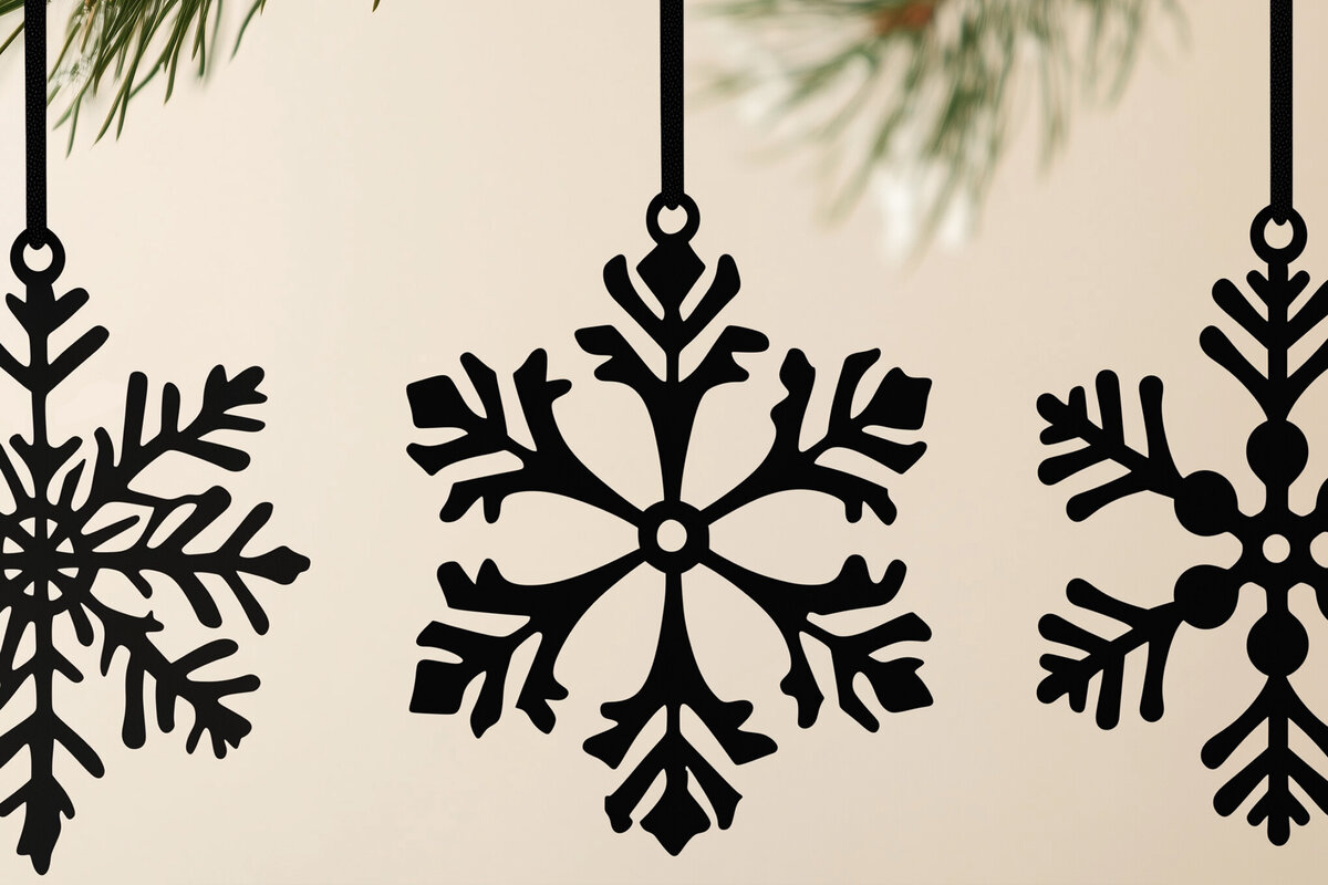 Intra απο ξύλο plywood 3mm-4mm πάχος – Snowflake Ornaments Set Δίασταση  20x20 cm INTRAFABR-105433026