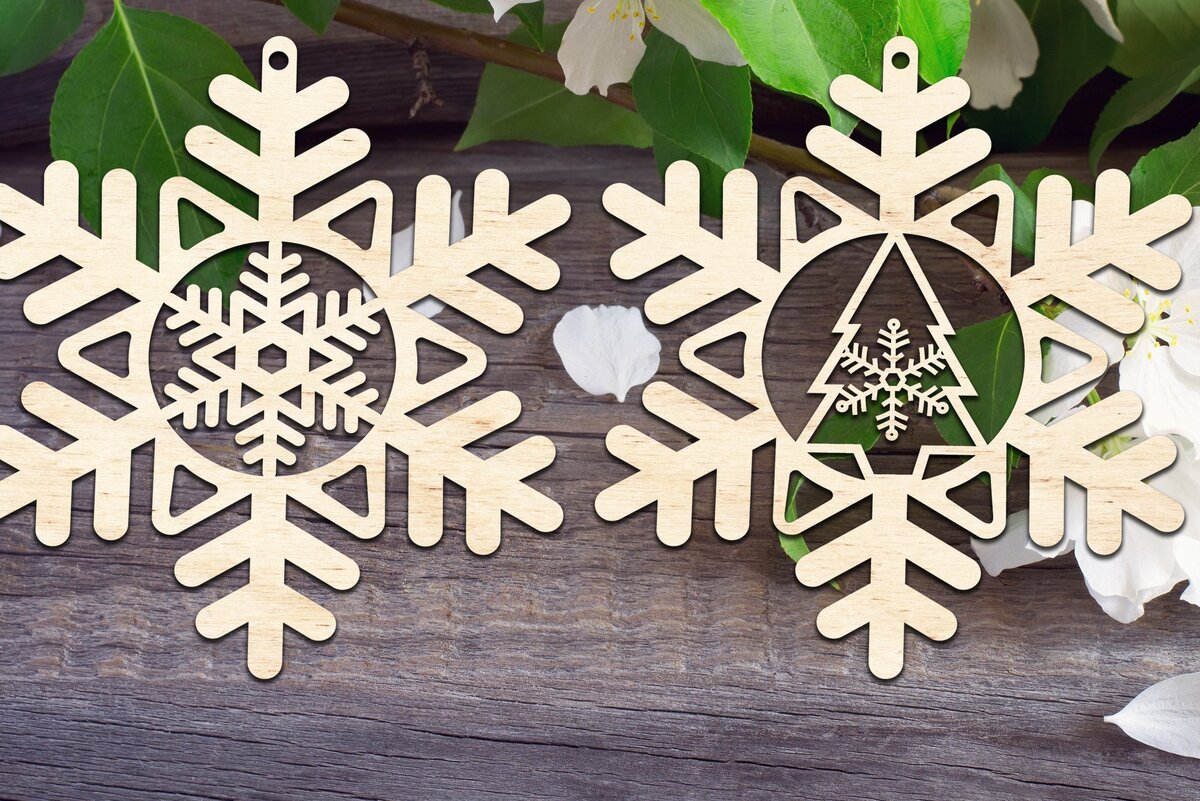 Intra απο ξύλο plywood 3mm-4mm πάχος – Στολίδια με νιφάδες χιονιού V3 Δίασταση  20x20 cm INTRAFABR-33528723