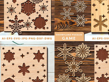 Intra απο ξύλο plywood 3mm-4mm πάχος – Πακέτο Snowflake Puzzles Δίασταση 20x20 cm INTRAFABR-98603011 - Image 1