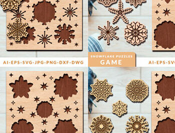 Intra απο ξύλο plywood 3mm-4mm πάχος – Πακέτο Snowflake Puzzles Δίασταση  20x20 cm INTRAFABR-98603003 - Image 1