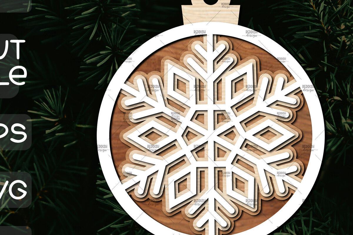 Intra απο ξύλο plywood 3mm-4mm πάχος – Στρογγυλό στολίδι νιφάδα χιονιού Δίασταση  20x20 cm INTRAFABR-106376368
