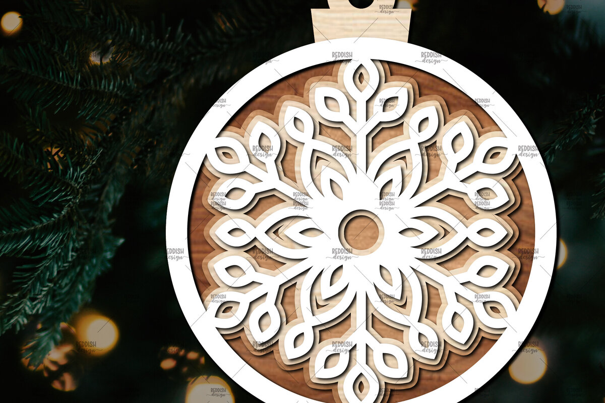 Intra απο ξύλο plywood 3mm-4mm πάχος – Στρογγυλό στολίδι νιφάδα χιονιού Δίασταση  20x20 cm INTRAFABR-106376378
